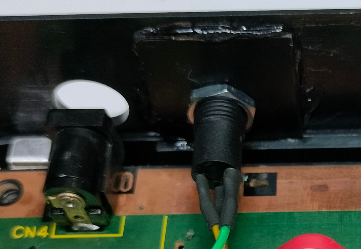 Video socket glued in position - View rear